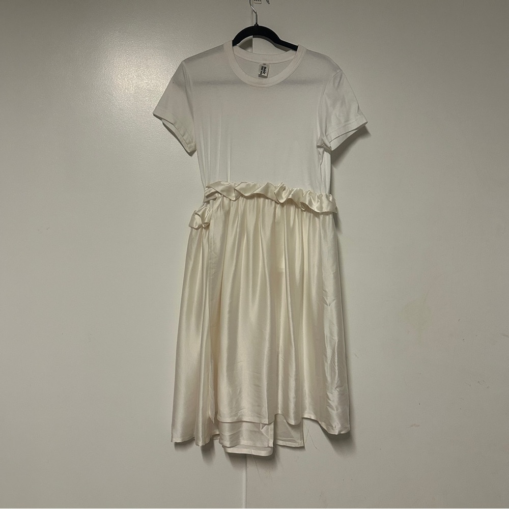 Comme Des Garçons Noir Kei Ninomiya White Cotton Silk T-Shirt Dress Size M
